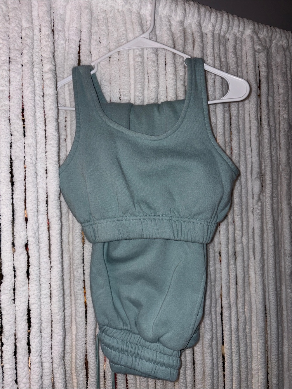 refuge Mint Green Cropped Sweat Jumpsuit